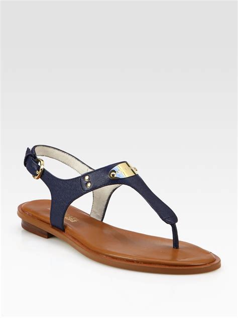 michael kors plate thong sandal navy|Michael Kors Women's MK Plate Flat Thong Sandals.